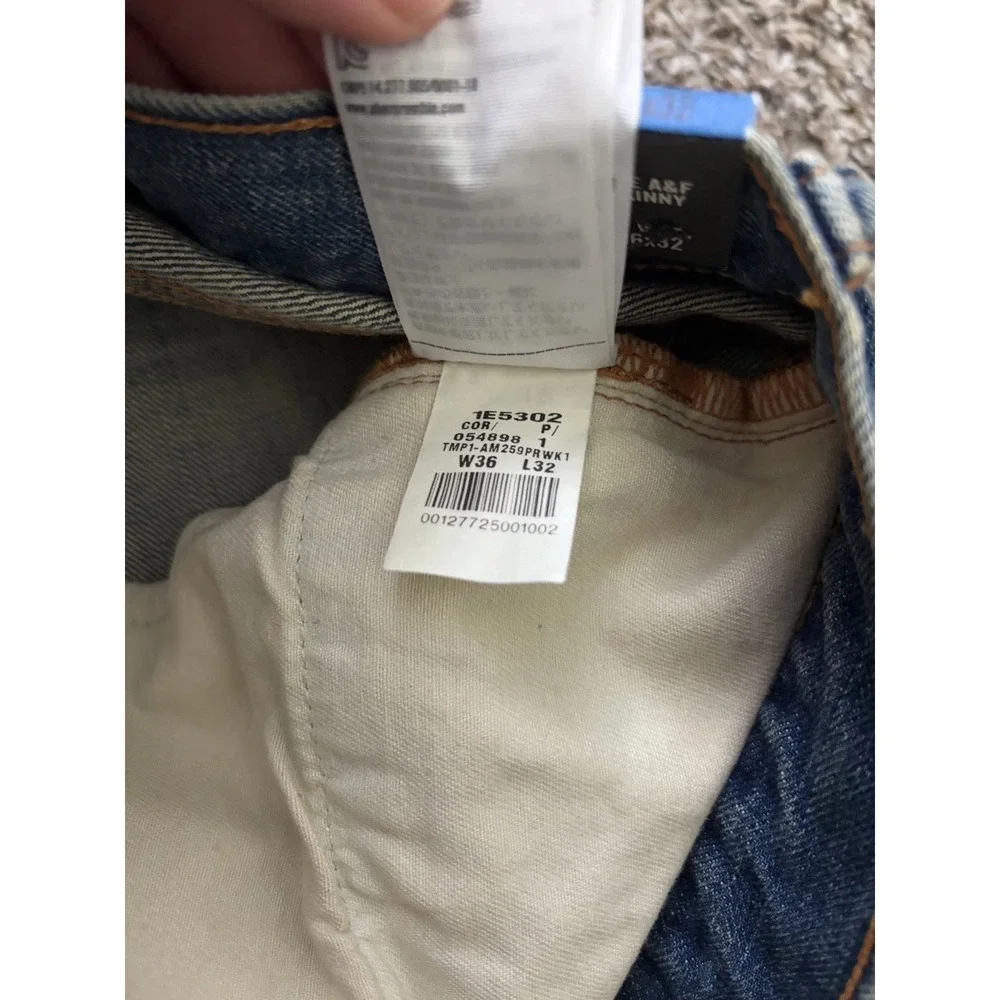 Abercrombie & Fitch Jeans Men's 36x32 The AF Skinny Fit Distressed NWT